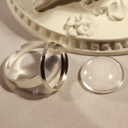 2 supports bague  laiton argent 16mm