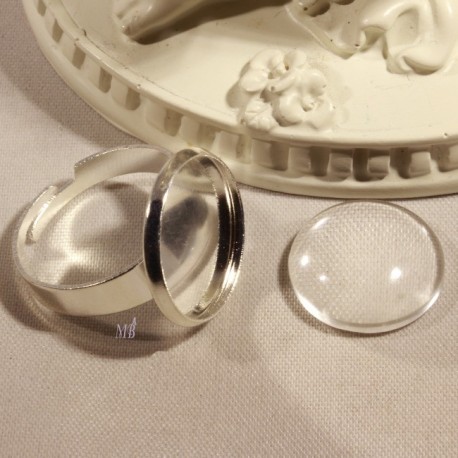 2 supports bague  laiton argent 16mm