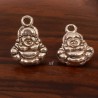 10 breloques mini bouddha assis métal argenté 10mm