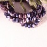 10 perles de jade océanique bleu d'encre marbré blanc mauve 6x4mm