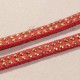 1mètre de cordon suédine framboise  double clouté doré  largeur 6mm