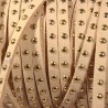 1mètre de cordon suédine chamois clair  clouté doré largeur 5mm