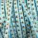 1mètre de cordon suédine turquoise clouté doré largeur 5mm