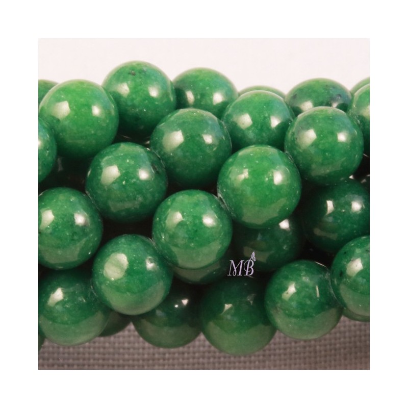 Fil De Perles De Jade Vert Empire 10 Mm - Environ 40 Perles Pour 39 Cm - Création Maison