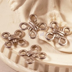 10 perles connecteur intercalaire plate  noeud argenté 10MM