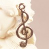 10 breloques clefs de sol métal argenté 26x10mm