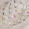 20 perles boulier en verre facetté blanc transparent prisme violet /jaune 8mm