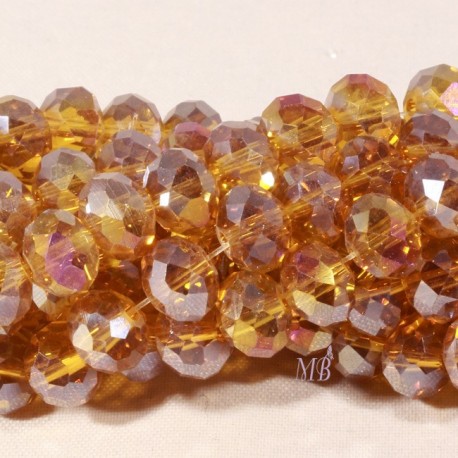 30 perles boulier en verre facetté miel prisme mauve 8x5mm