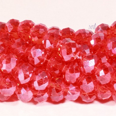 30 perles boulier en verre facetté rouge cerise  8x5mm