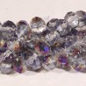 30 perles boulier en verre facetté transparent violet /doré 8mm