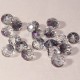 30 perles boulier en verre facetté transparent violet /doré 8mm