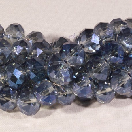 30 perles boulier en verre facetté transparent bleuté 8mm