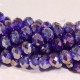30 perles boulier en verre facetté bleu /violet/doré 8x5mm