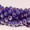 30 perles boulier en verre facetté bleu /violet/doré 8x5mm