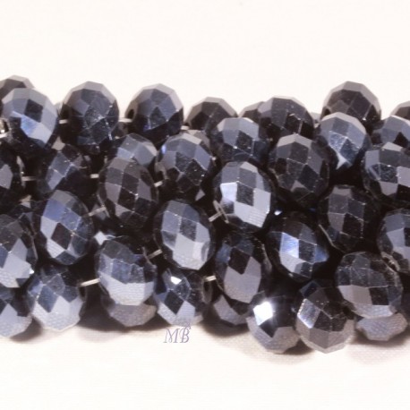 30 perles boulier en verre facetté noir de geai prisme  8x5mm