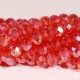 30 perles boulier en verre facetté rouge prisme doré 8x5mm (47AB)