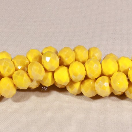lot de 20 perles boulier en verre facettée jaune canari 6x4mm