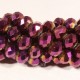 20 perles boulier en verre facettée prune/framboise à prisme doré  8mm