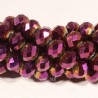 20 perles boulier en verre facettée prune/framboise à prisme doré  8mm