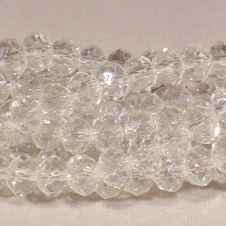 30 perles boulier en verre facettée blanc transparent 6x4mm