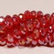 30 perles boulier en verre facettée rouge  prisme mauve 6x4mm (47AB)