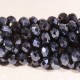 30 perles boulier en verre facettée noir de geai/bleuté à prisme 6x4mm