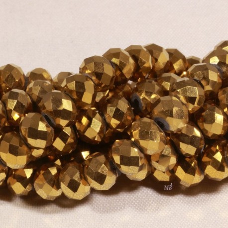 20 perles boulier en verre facettée or  6x4mm