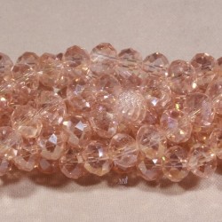 30 perles boulier cristal facettée rose tendre 6x4mm