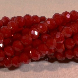 30 perles boulier en verre facettée rouge passion  6x4mm