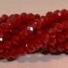 30 perles boulier en verre facettée rouge passion  6x4mm