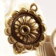 6 connecteurs ronds bronze rosace motif fleur 29x26mm
