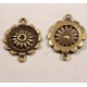 6 connecteurs ronds bronze rosace motif fleur 29x26mm