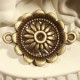 6 connecteurs ronds bronze rosace motif fleur 29x26mm