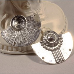 2 connecteurs demi -lune pendentifs argenté vieilli esprit ethnique 37x30mm