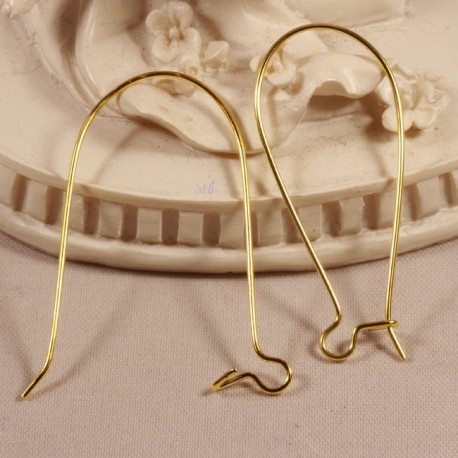 10 attaches crochet boucles d'oreilles laiton doré 37x16mm