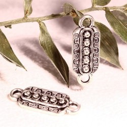 10 connecteurs lien rectangle relief métal argenté ethnique 21,5x8mm