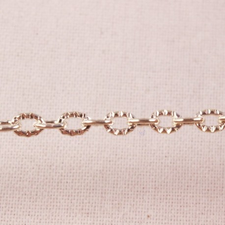 1 mètre chaine maillon ovale 5YHS métal argenté strié argenté  3x2mm