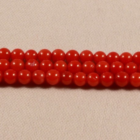 20 perles  de corail véritable rouge orangé 3,5mm