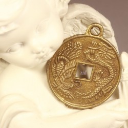 10 breloques pièces ethniques réversible rondes bronze 19mm