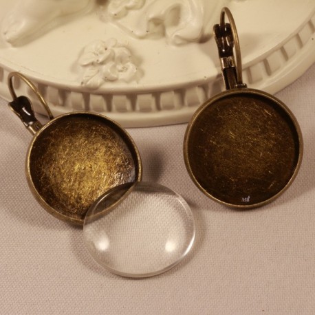 6 boucles d'oreille 16mm  laiton bronze  16mm