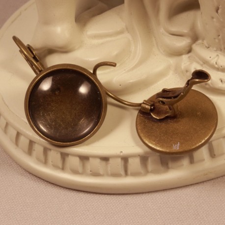 6 boucles d'oreille 14mm  laiton bronze