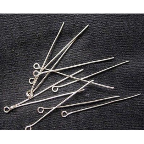 50 clous tête ronde laiton couleur argent 50mm