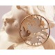 2 Estampes 20mm ronde  "oiseau sur la branche" or 24kt