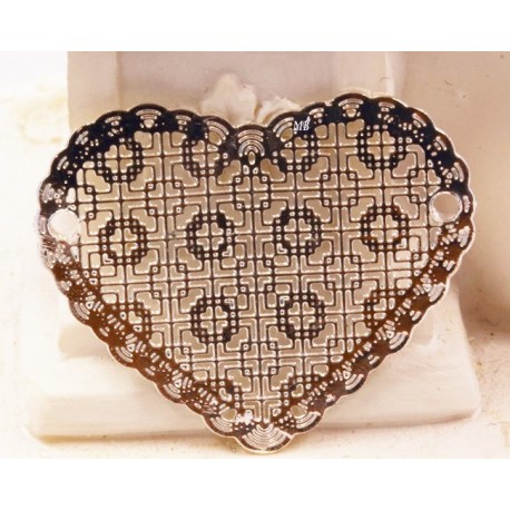 1 Estampe 27x25mm coeur plaqué argent
