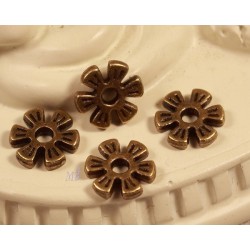 10 perles intercalaires bronze étoiles diamètre 8x8mm