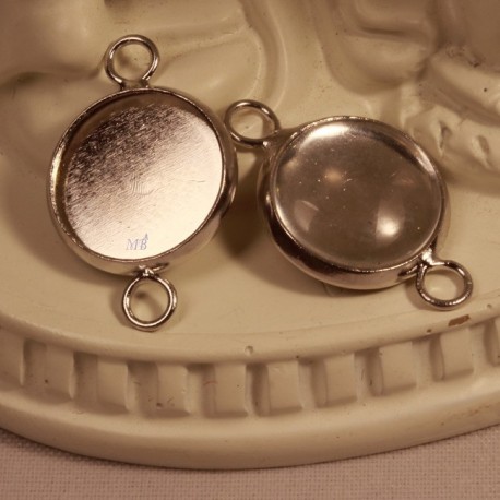 10 supports cabochon connecteurs laiton platine  12MM