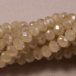 30 perles boulier en verre facettée sable grège 4x3mm