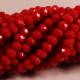 30 perles boulier en verre facettée rouge à prisme 4x3mm