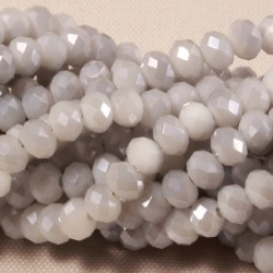 30 perles boulier en verre facettée gris perlé 4x3mm