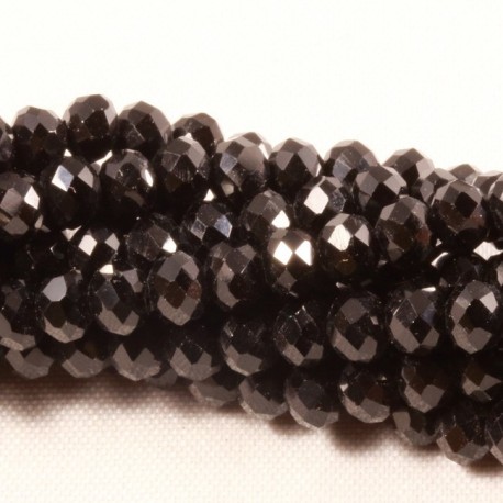 30 perles boulier en verre facettée noir à prisme 3,5mm